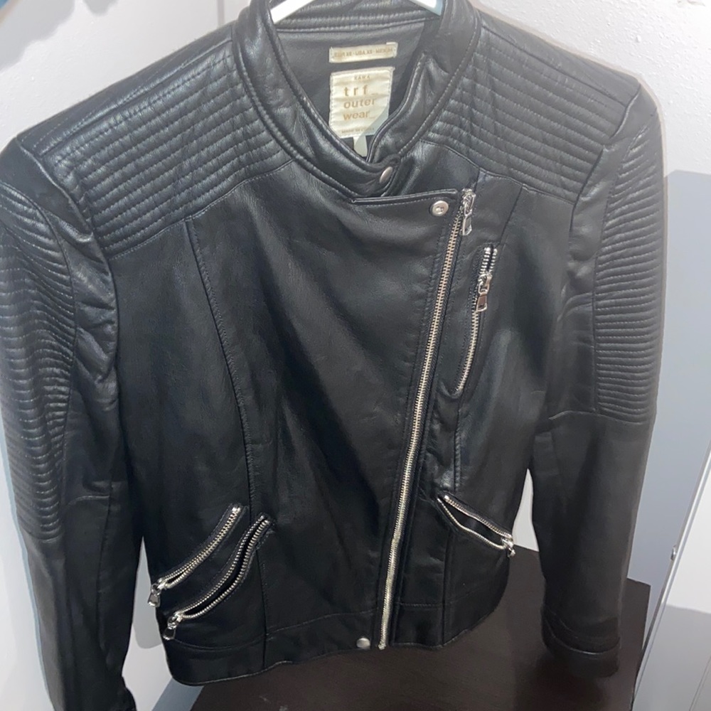 Zara XS  faux leather biker jacket